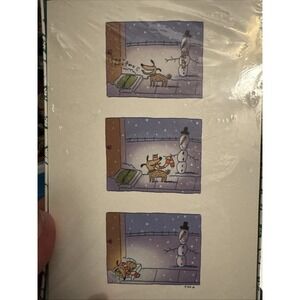 Box‎ 18 Funny Christmas Holiday Cards Dog Snowman "warm wishes" Hallmark Shoebox